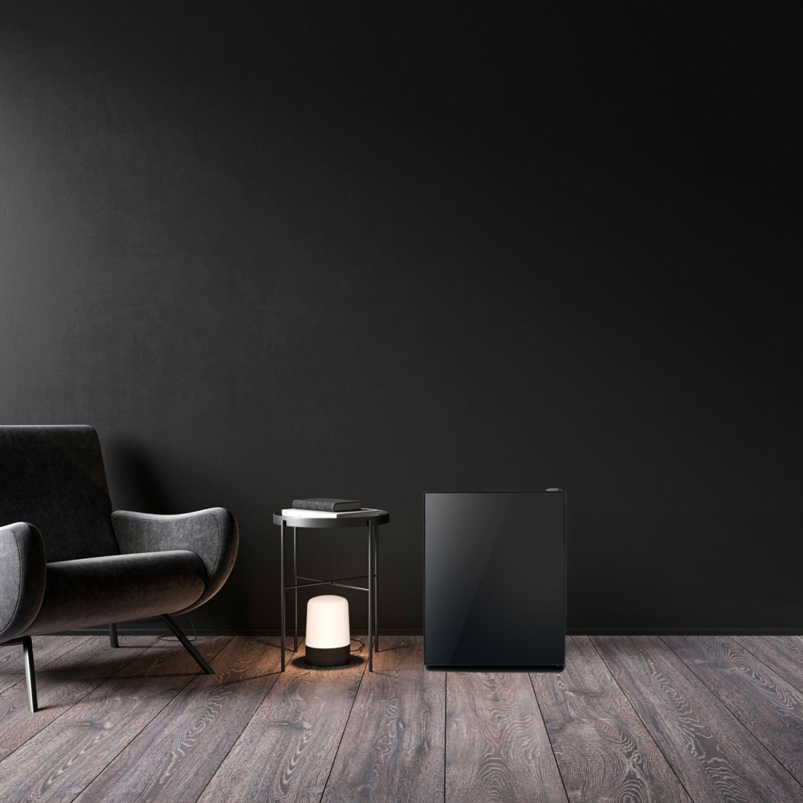 Hanx-Home 40L ペルチェ式 ワンドア冷蔵庫 （木目ドア）グレーウッド （本体）マットホワイト 左右両開き 4段階温度調節 小型